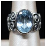 Retired Brighton Dive Rocks Blue Topaz Ring 925