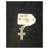 STERLING SILVER MARCASITE CROSS PENDANT - WEIGHS