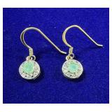 PAIR OF GOLD TONE STERLING SILVER DROP EARRINGS
