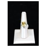 Emerald Cut Yellow Sapphire Sterling Ring