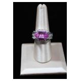 Semi-Precious & CZ Cocktail Sterling Silver Ring