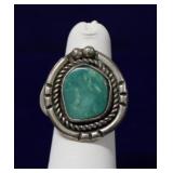 Navajo Twisted Rope Sterling Turquoise Ring