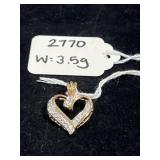 GOLD OVER STERLING SILVER OPEN HEART PENDANT W/