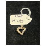 GOLD OVER STERLING SILVER OPEN-HEART PENDANT W/
