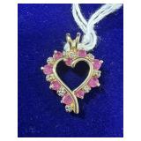 ROSS SIMONS RUBY DIAMOND HEART GOLD VERMEIL