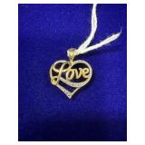 GOLD PLATED STERLING SILVER CUBIC ZIRCONIA LOVE
