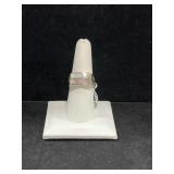 STERLING SILVER RING W/ GEOMETRIC INLAY OF MOTHER