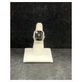 STERLING SILVER ONYX & CUBIC ZIRCONIA - 9.1GR -