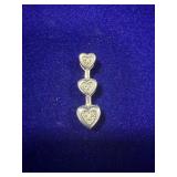 STERLING SILVER TRIPLE HEART DROP PENDANT -