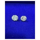 PAIR OF STERLING SILVER LOVE KNOT STUD EARRINGS -