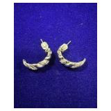 PAIR OF STERLING SILVER SEMI-HOOP BRAID EARRINGS
