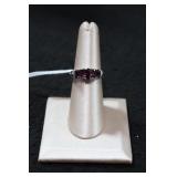 Rhodolite Garnet 5 Stone Sterling Ring