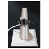 Sterling Silver Rectangular Black Onyx Ring