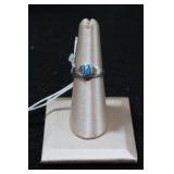 Striking Silver Bezel-Set Oval Blue Opal Ring