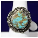Navajo Tear Drop Royston Turquoise Sterling Ring