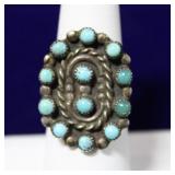 Navajo Zuni Snake Eye Turquoise Sterling Ring