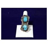 Navajo Double Turquoise Sterling Silver Ring