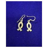 PAIR OF STERLING SILVER ICHTHUS CHRISTIAN FISH