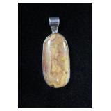 Yellow Orange Crazy Lace Agate Sterling Pendant
