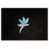 Sterling Silver Blue Opal Dragonfly Pendant