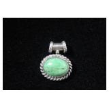 Sterling Silver Green Stone Bezel Set Pendant