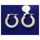 PAIR OF STERLING SILVER MEDIUM TUBE ROUND HOOP