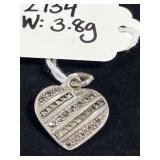 STERLING SILVER HEART PENDANT W/ SPARKLING INSET