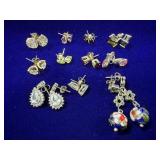 (11) PAIRS OF STERLING SILVER STUD EARRINGS &
