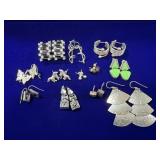 (12) PAIRS OF STERLING SILVER EARRINGS -