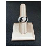Mother of Pearl Black Onyx Deco Style 925 Ring