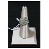 Stunning 925 Pave Set Diamond Bypass Wrap Ring