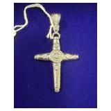 LARGE STERLING SILVER CROSS PENDANT MARKED "GM"