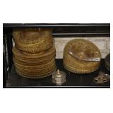 FANCY AMBER DEPRESSION GLASS AND WEDGEWOOD