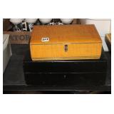 TWO WOOD STORAGE BOXES