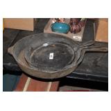 CAST IRON SKILLETS AND GRIDDLE LARGEST 13"