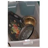 TOLEPAINTED TRAY AND OTHER METAL VESSELS