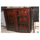 ANTIQUE MAHOGANY GLASS FRONT BOOK CASE