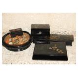 ASSORTED OF BLACK LAQUERED LIDDED BOXES