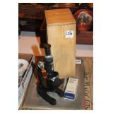 MICROSCOPE IN WOOD BOX