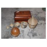 WOOD CASKET, STRING HOLDER AND BASKET SET