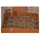 TWENTY THREE STEM GLASSES AND 3 WATER JUGS