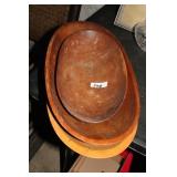 THREE WOOD DOUGH BOWLS LARGEST 18"
