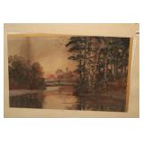 36W X 29H SINGED LANDSCAPE WATERCOLOR