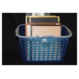 BASKET OF 8 FRAMED PRINTS AND ETCHES