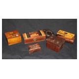 ASSORTED WOOD INLAY BOXES AND Dï¿½COR