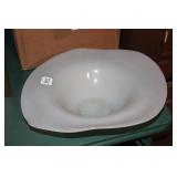 12"W WHITE OPALINE ART GLASS CENTER PIECE BOWL