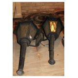 GREAT OLD BLACK WROUGHT IRON STYLE SCONCES