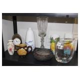 CLOCK, VASES, PITCHER ETC