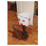 PAIL AND WOODEN KITCHEN COLLECTIBLES