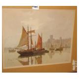 FRAMED MARITIME ART AND LARGE PORTRAIT